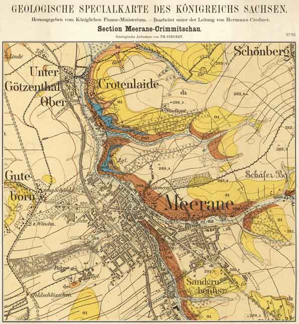 Historische Karte von Meerane und Umgebung von 1905 (Ausschnitt)