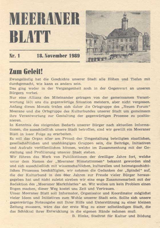 Meeraner Blatt - Ausgabe 1